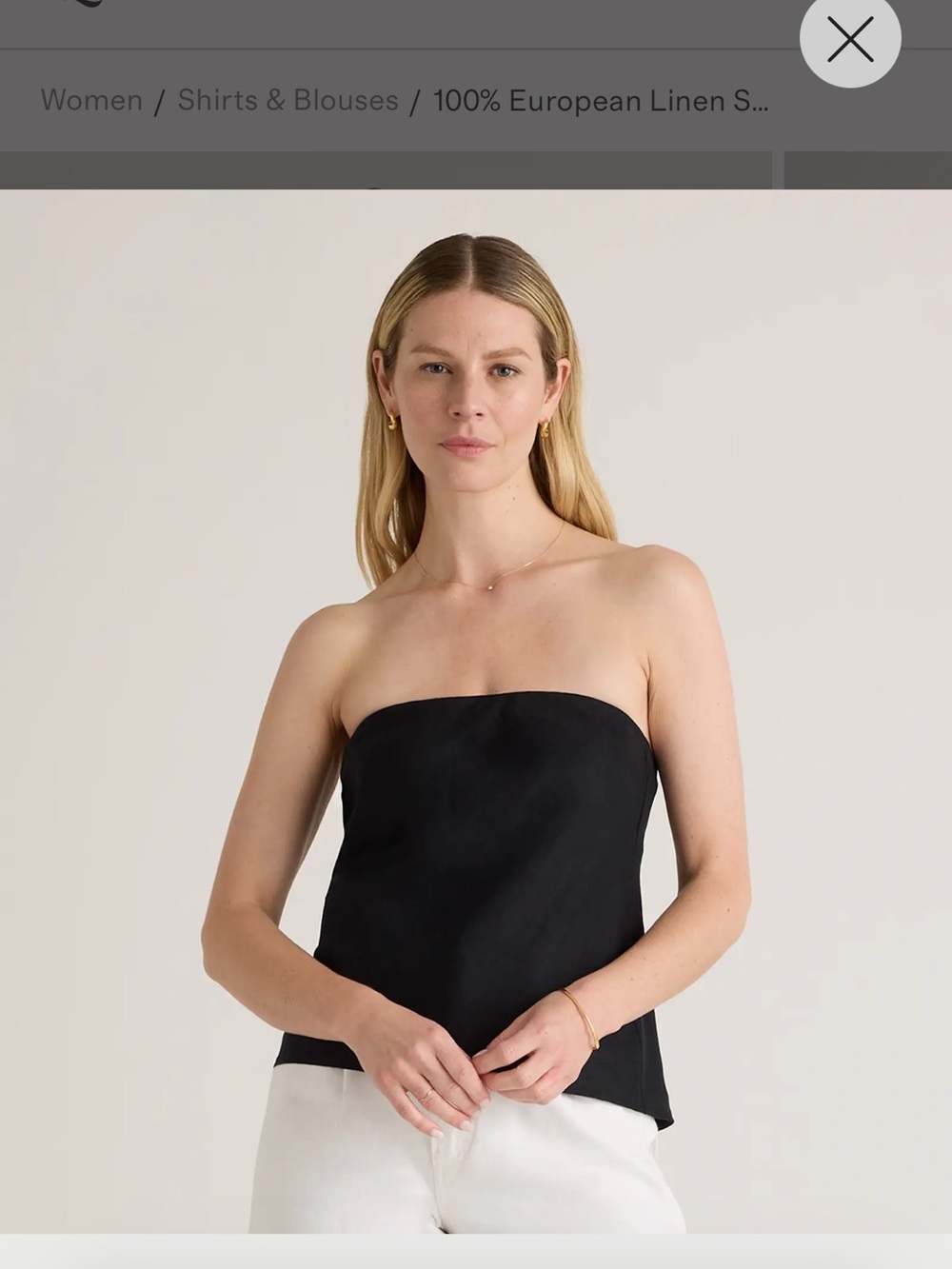 Quince 100% European Linen Strapless Top